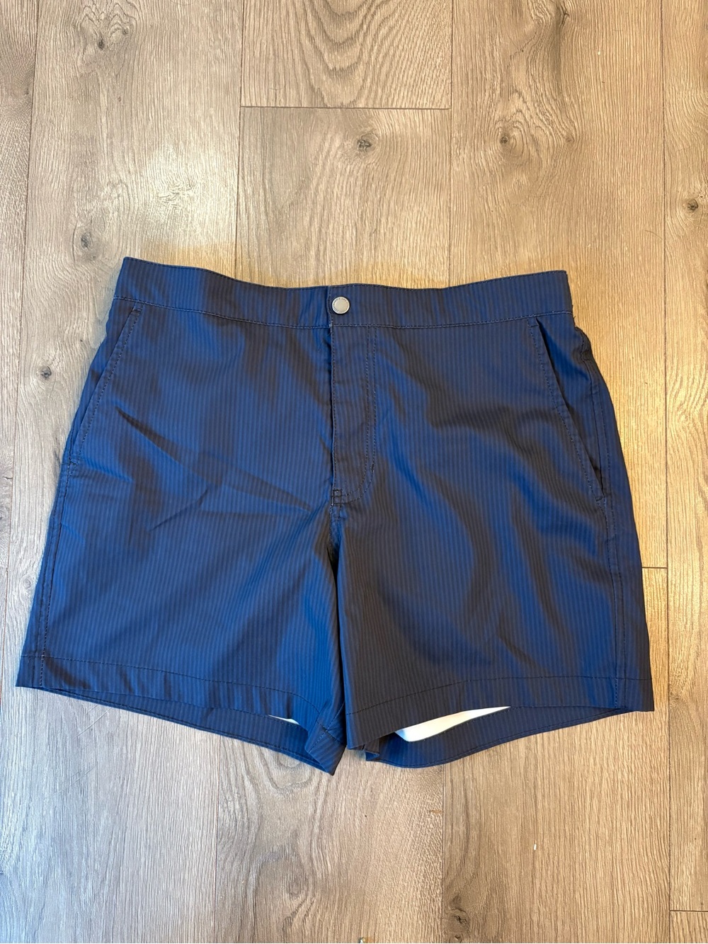 Abercrombie & Fitch Navy Pinstripe Stretch Shorts with Liner